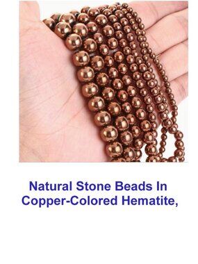 Natural Stone Beads In Copper-Colored Hematite,  15" Strands